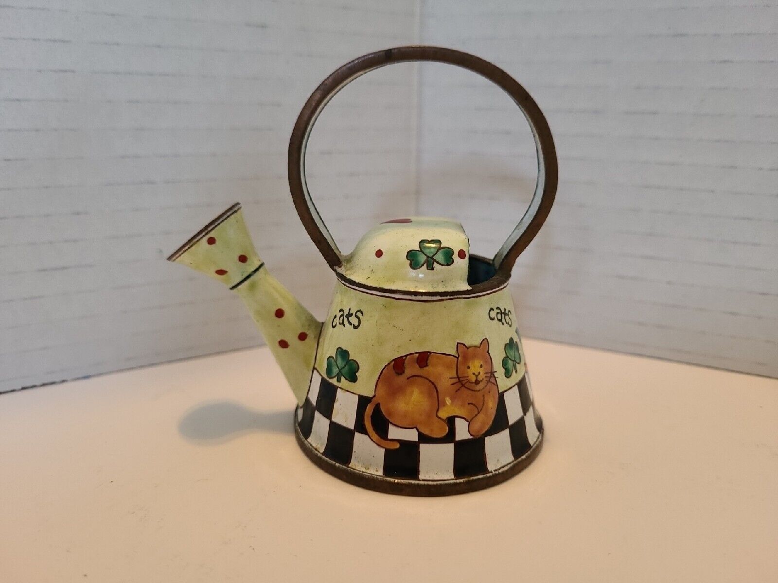 Vtg. Kevin Chen Cat Watering Can No. 690 1999