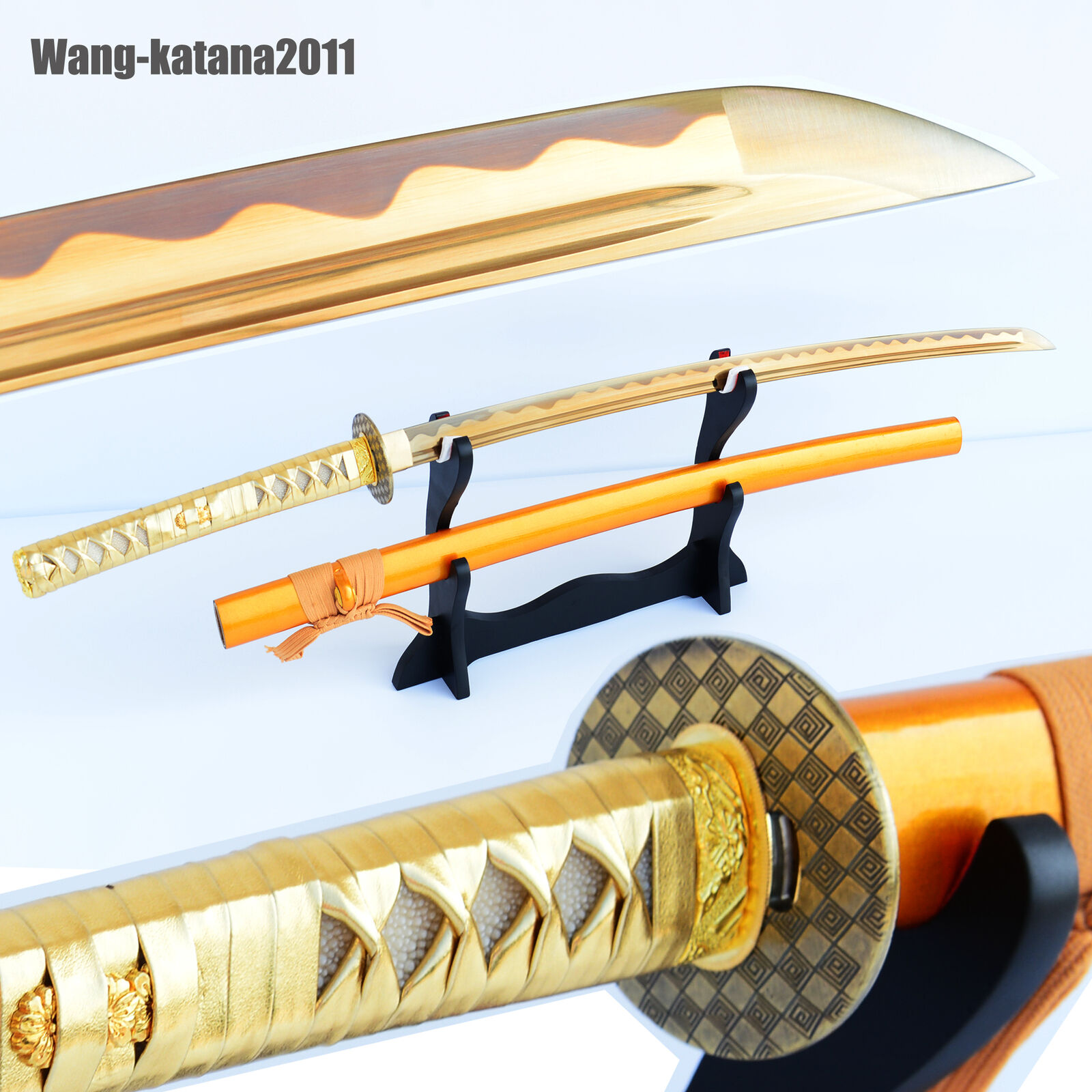 40'' Gold Flower T1095 Katana Battle Ready Japenese Samurai Sharp Fulltang Sword