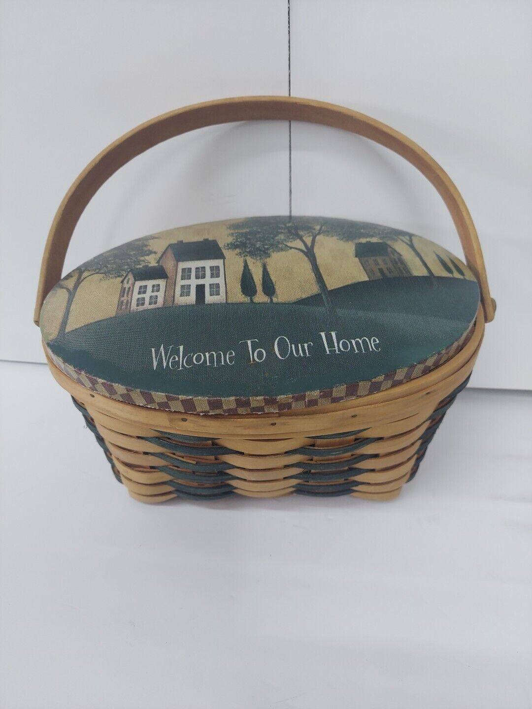 Wicker Basket Welcome Home Lid 10x5