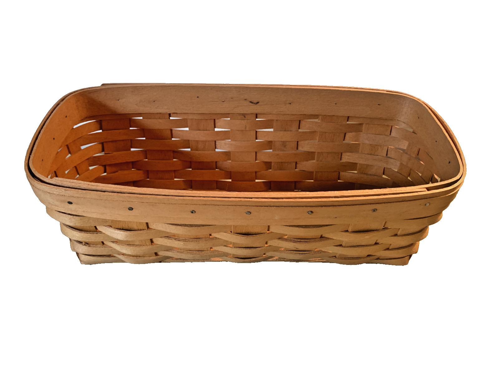 Longaberger Basket Handwoven Maple Wood Crafts Rare Slanted Signed 1999