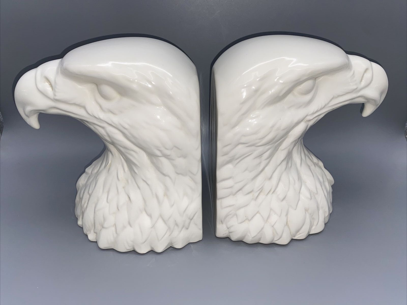 PAIR Hispania LLadro White Eagle Head Bookends Made in Spain - U Get Both