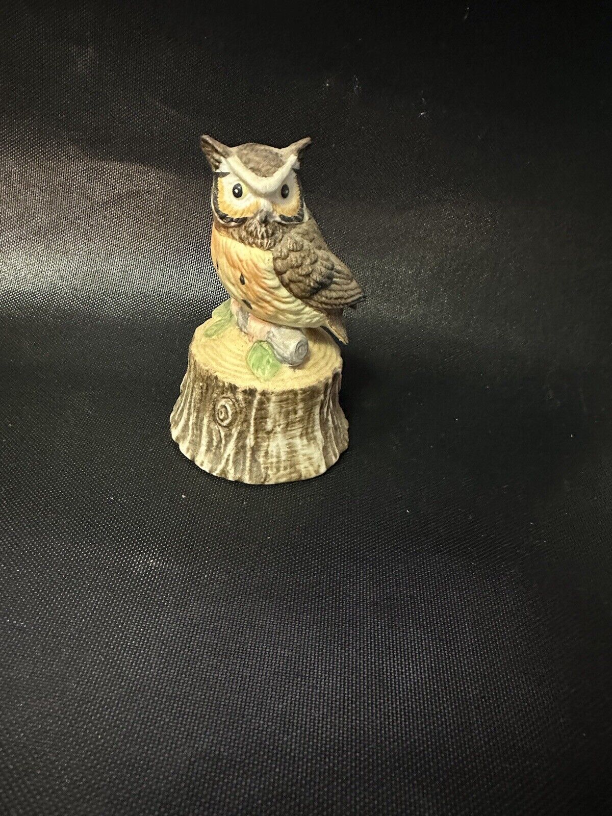 Lefton China Owl Bell - Owl On Tree Stump - #02035 - Excellent Condition - 3.5”