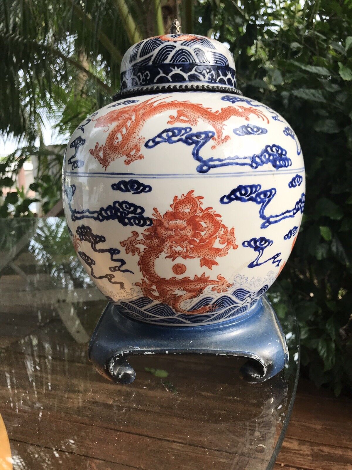 Vintage Japanese Porcelain Dragon Vase 