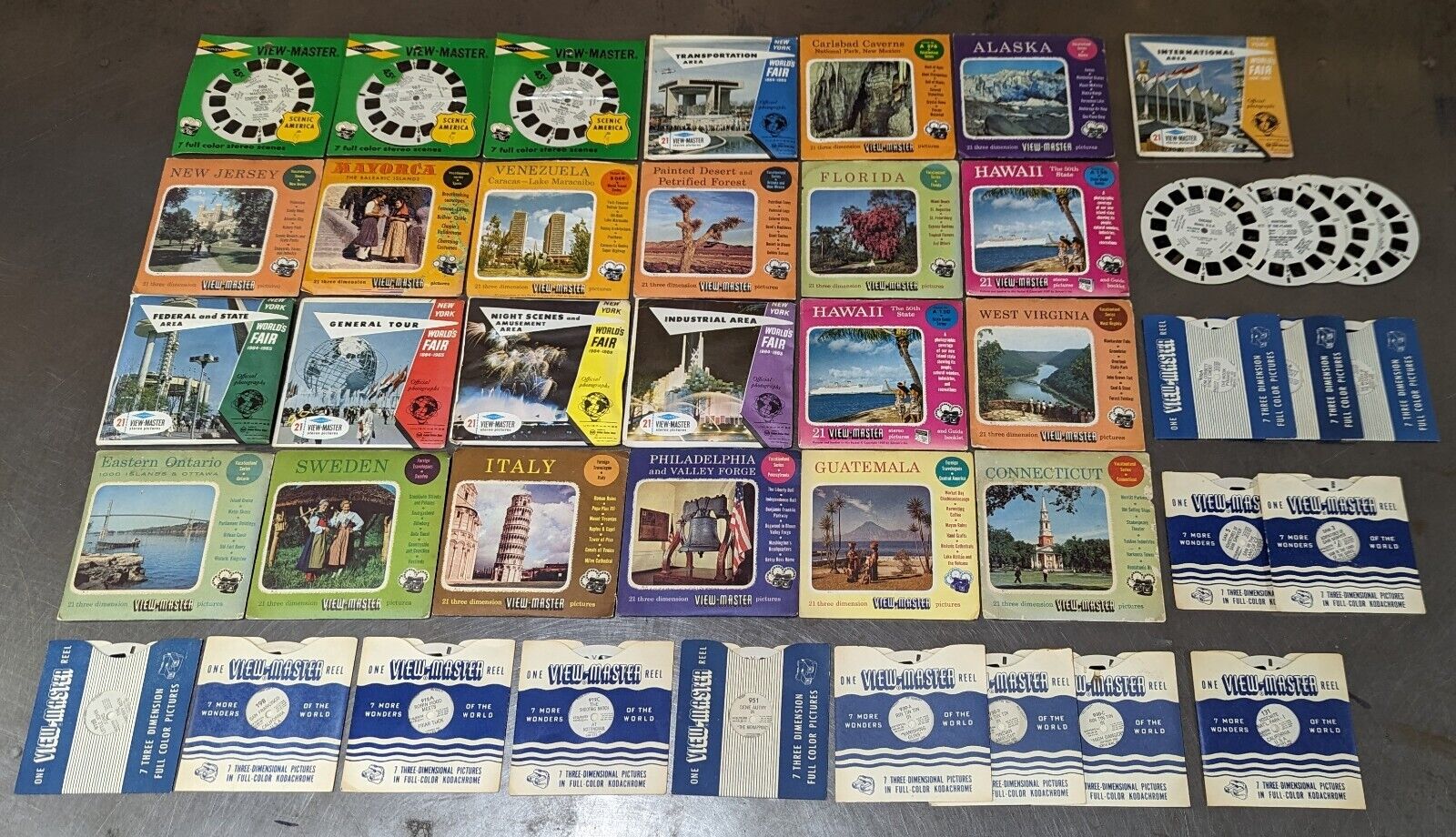 Amazing Lot Of 36 Vintage Sawyers GAF View Master Travel Reels & Attractions