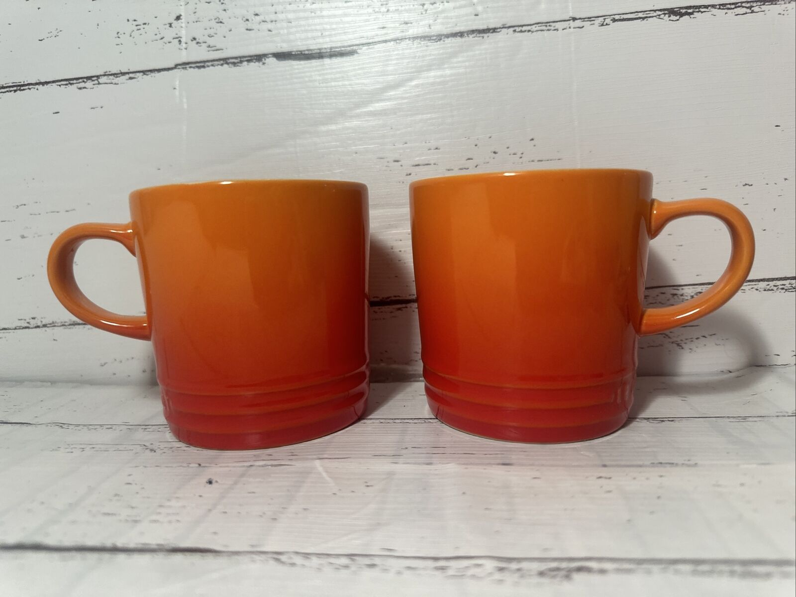 Le Creuset Set of 2 Coffee Mugs in Flame Color 12 oz. Second Choix