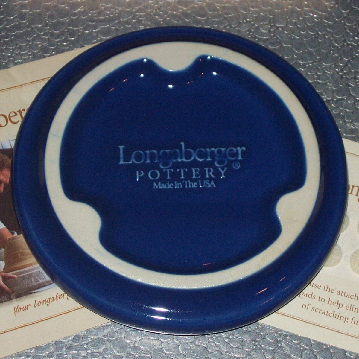 Longaberger Cornflower Pottery SALT CROCK LID Coaster ~Made in USA~ New in Box