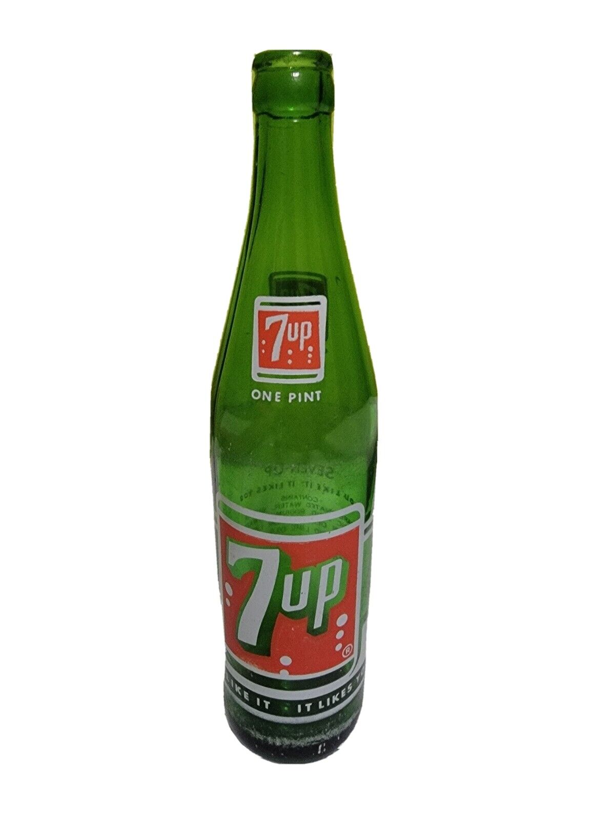 Rare Vintage Antique Soda Pop Glass Bottle Seven Up 7UP Green One Pint