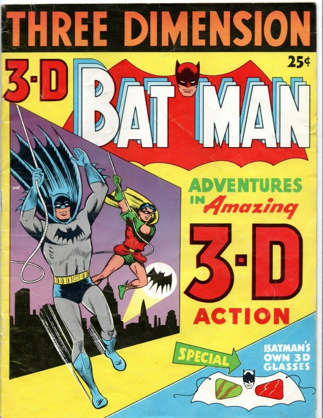 Three Dimension 3-D Bat Man Adventures 1953 VG+ No Glasses