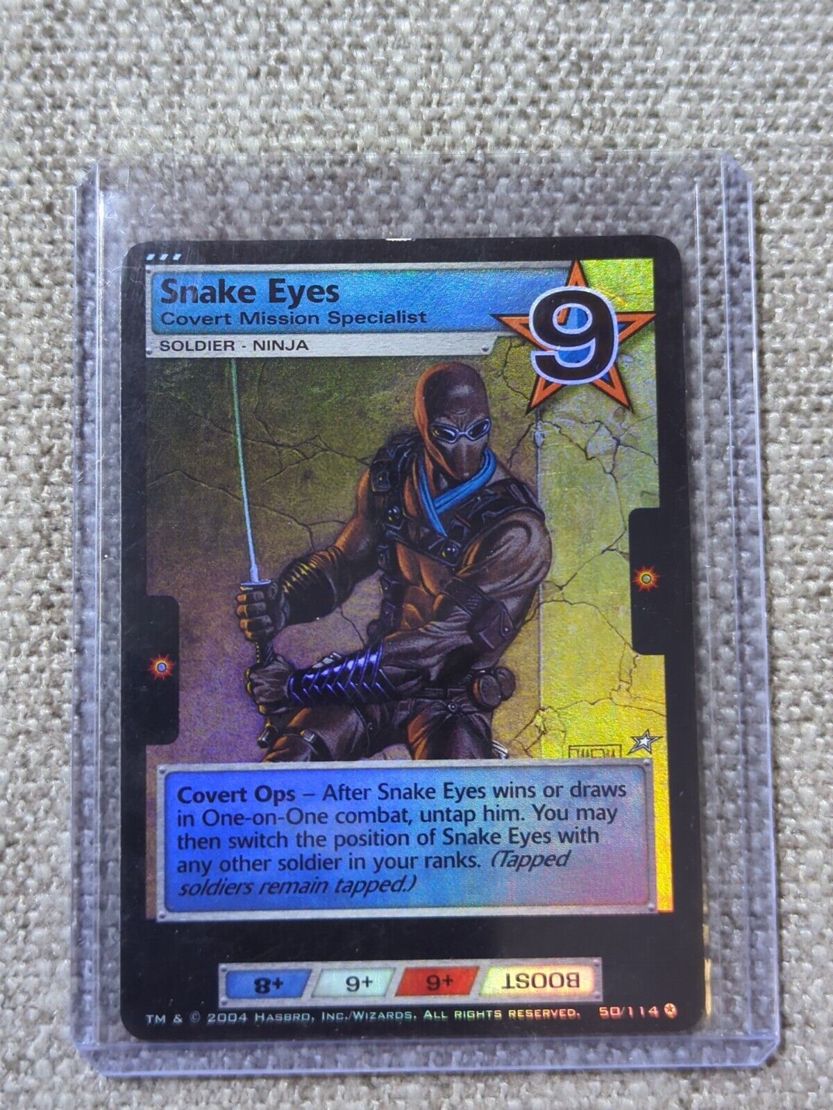 G.I. JOE Hasbro 2004 Snake Eyes Covert Mission Specialist #50/114 Foil Card