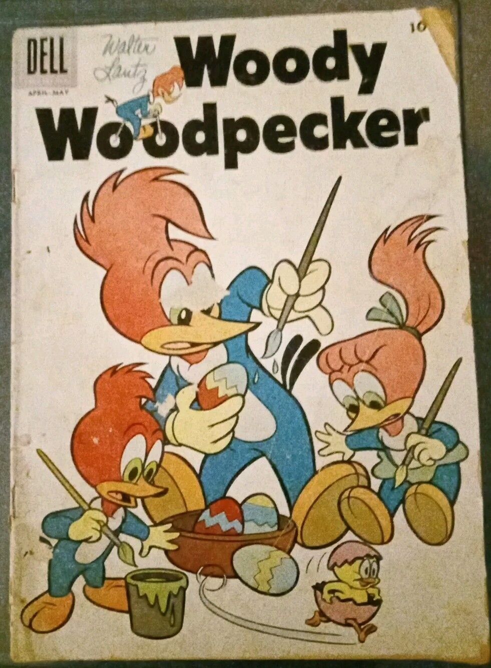 Rare Vintage Woody Woodpecker #42 April 1957 Easter cover Dell Damaged