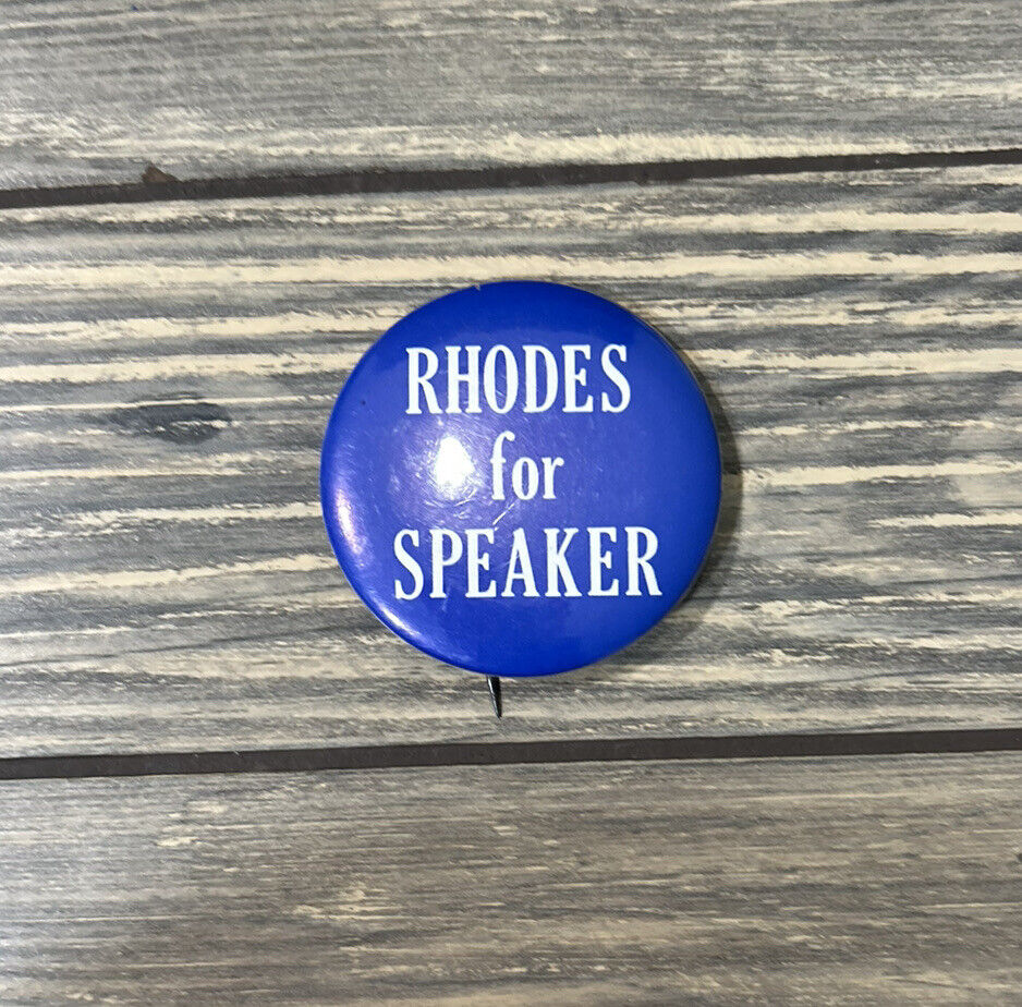 Vintage Rhodes For Speaker Blue White 2.25” Pin 