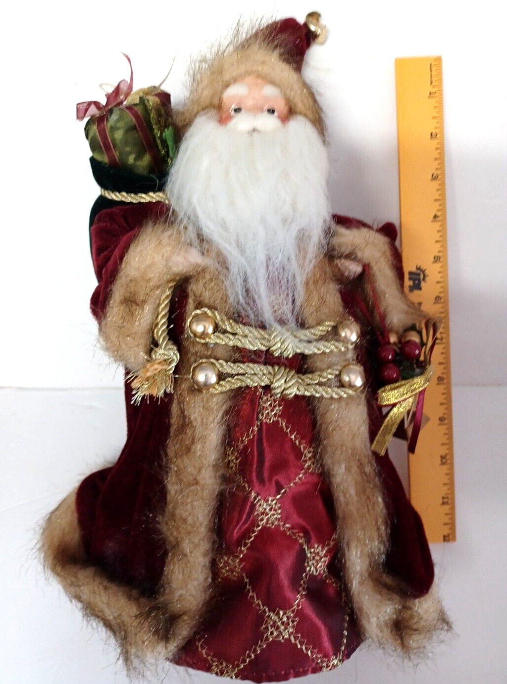 Vintage Santa Tree Topper - Ceramic Head Toy Bag and Lantern 14\