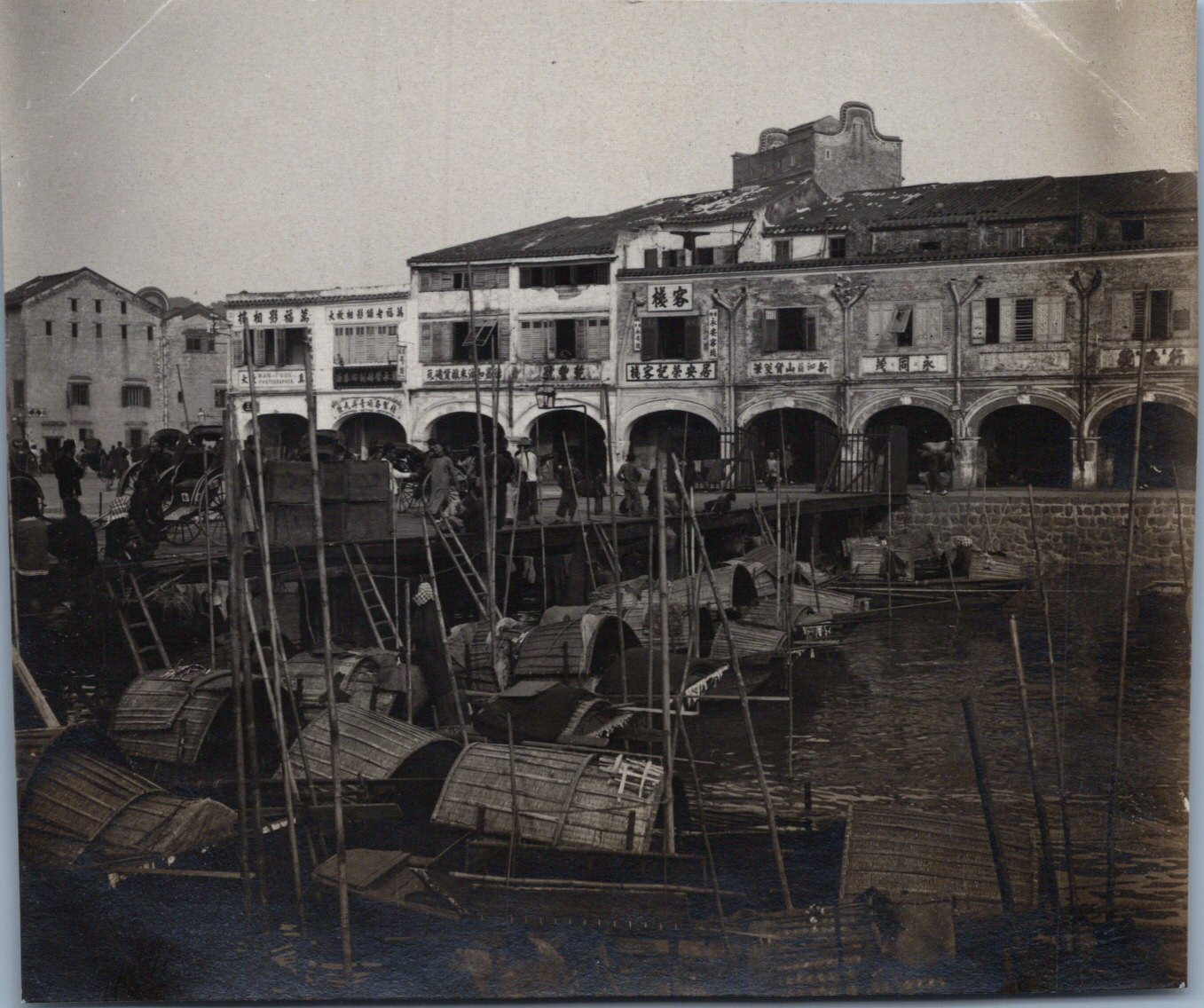 Macau, the Port on Arrival, Vintage Print, ca.1900 Vintage Print 