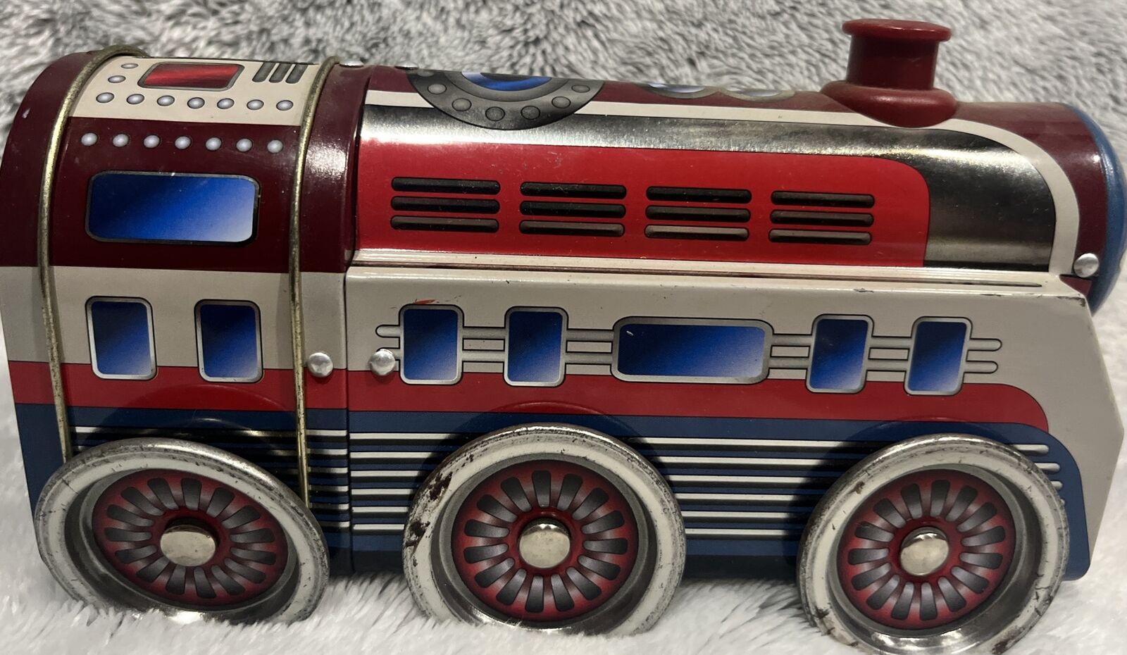 Vintage Tin Locomotive Engine Train Coin Money Bank Toy Collectible