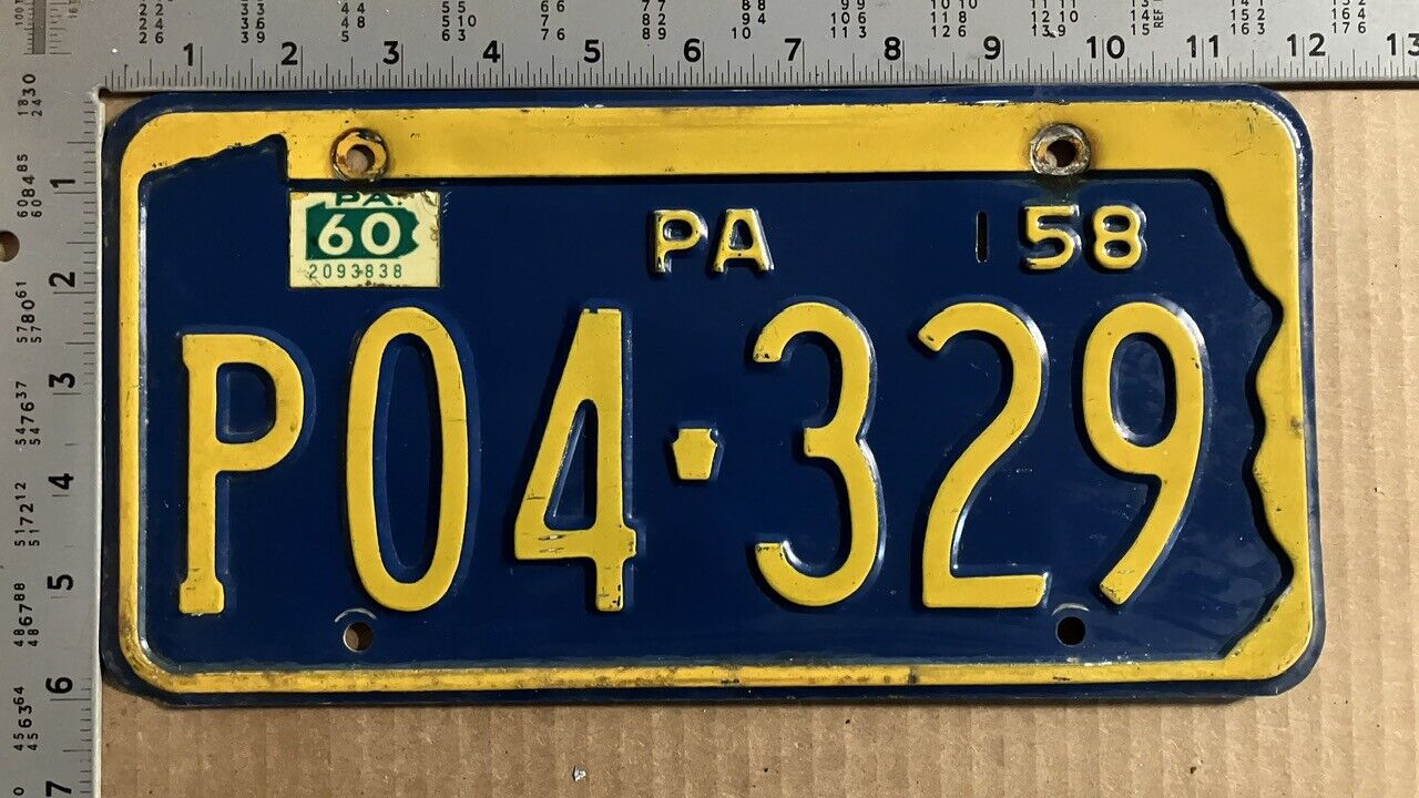 1960 Pennsylvania license plate P04-329 YOM DMV good 60 sticker 13151