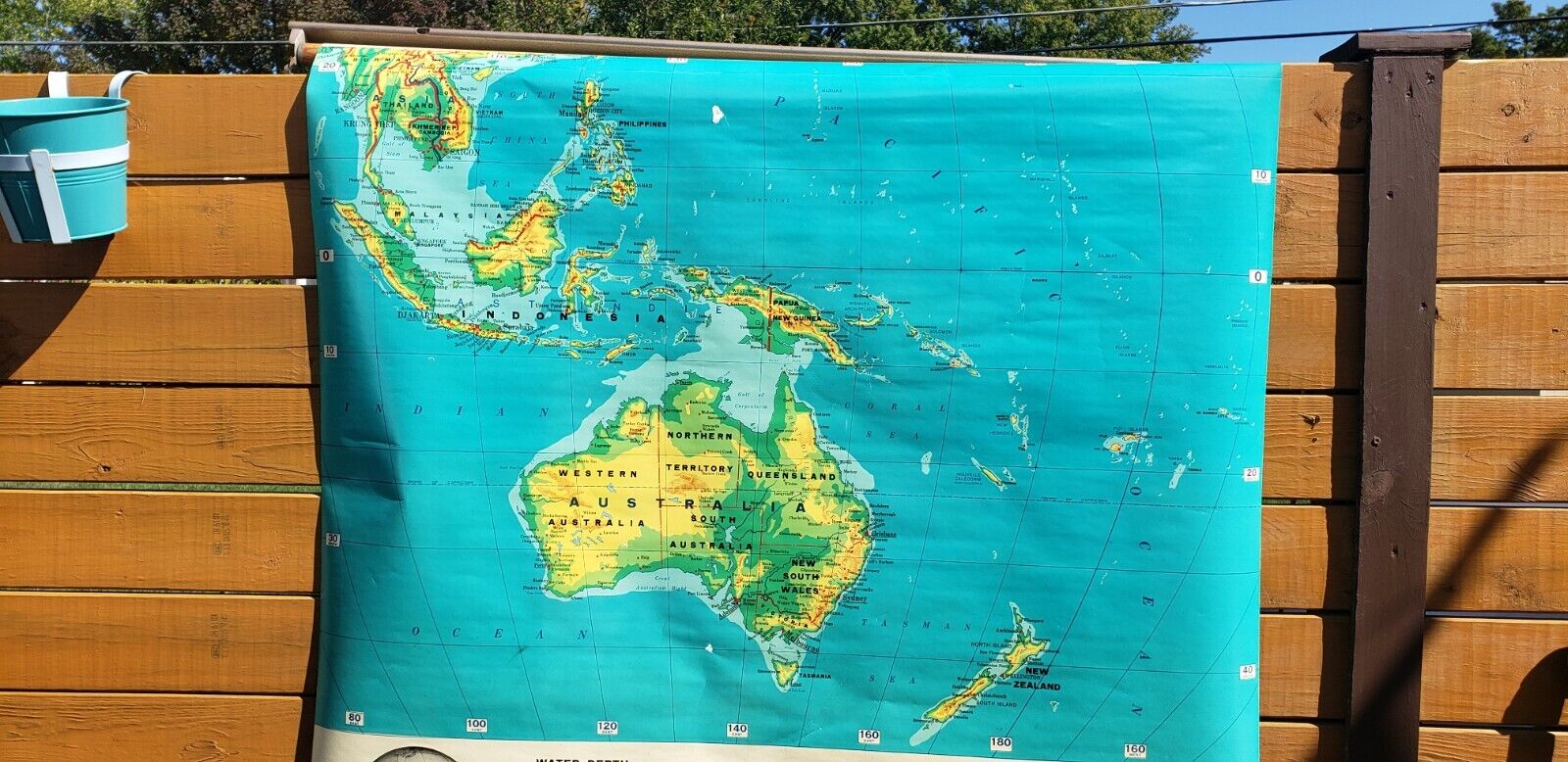 Vintage 1950's 1960's Cram Pull Down Australia Asia Australasia School Map B