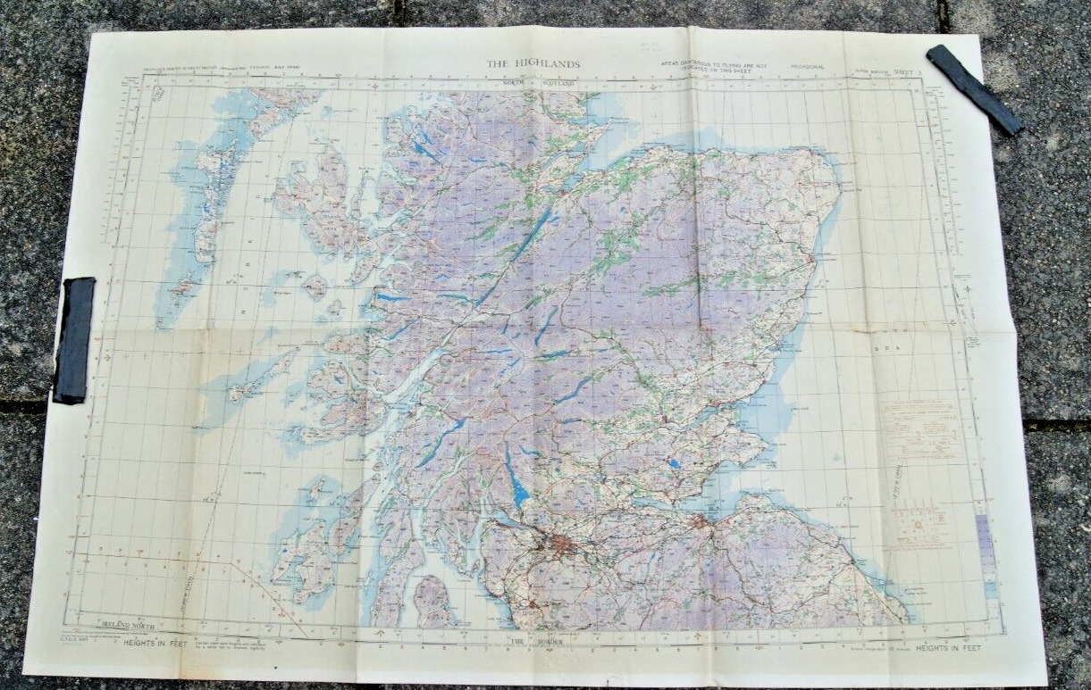 RAF WW2 Map Ordnance Survey Aeronautical Aircraft Air Force Original Highlands