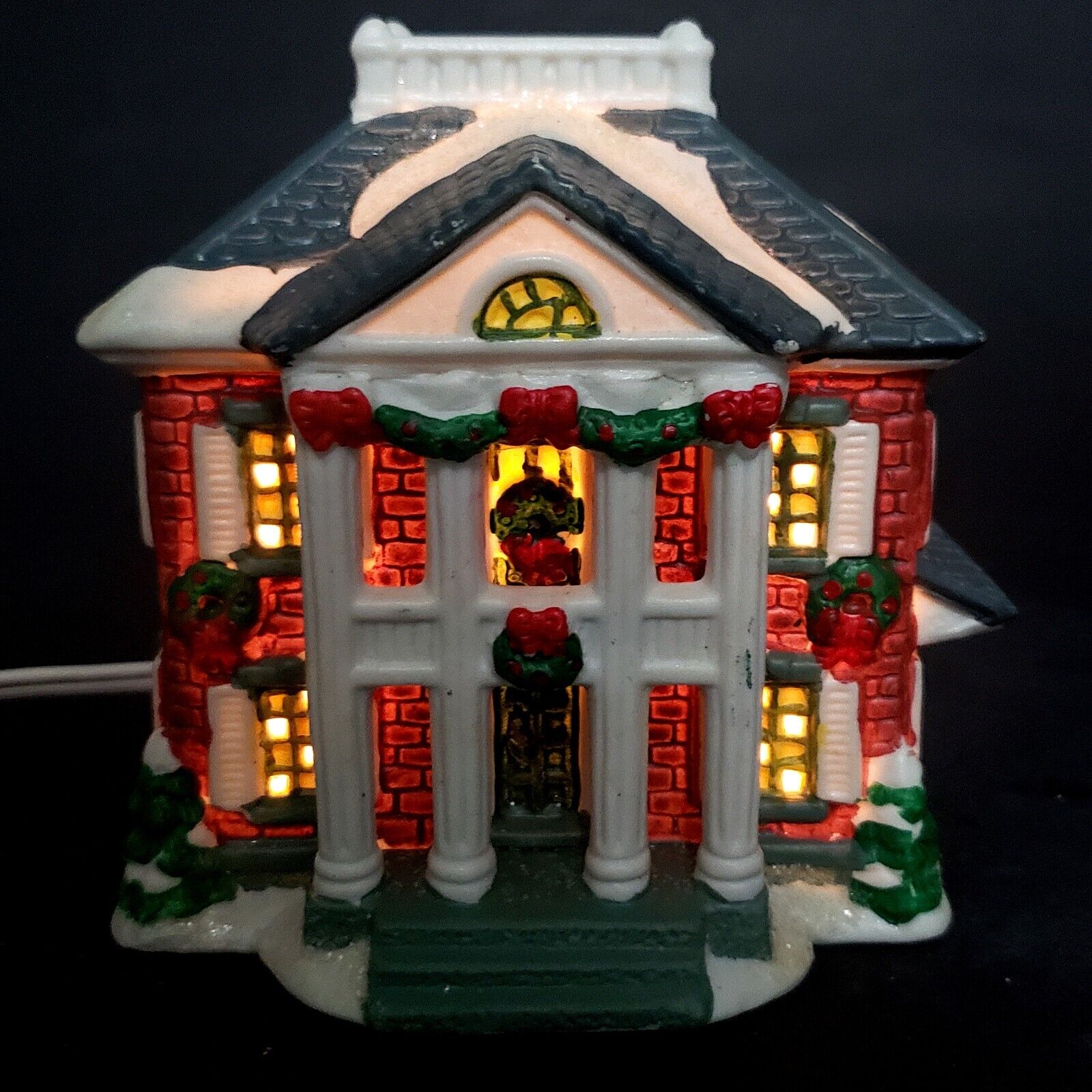 Lighted Cobblestone Corners Colonial Mantion House Porcelain Christmas 5\