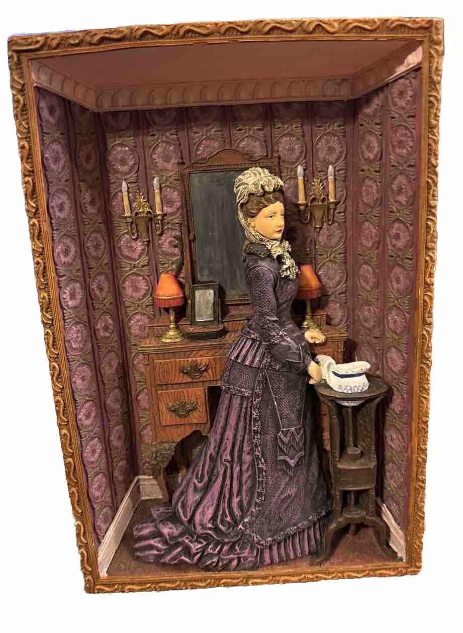 RARE VTG Victorian Woman Olden Day Setting Wall Art Figurine Collectable Display