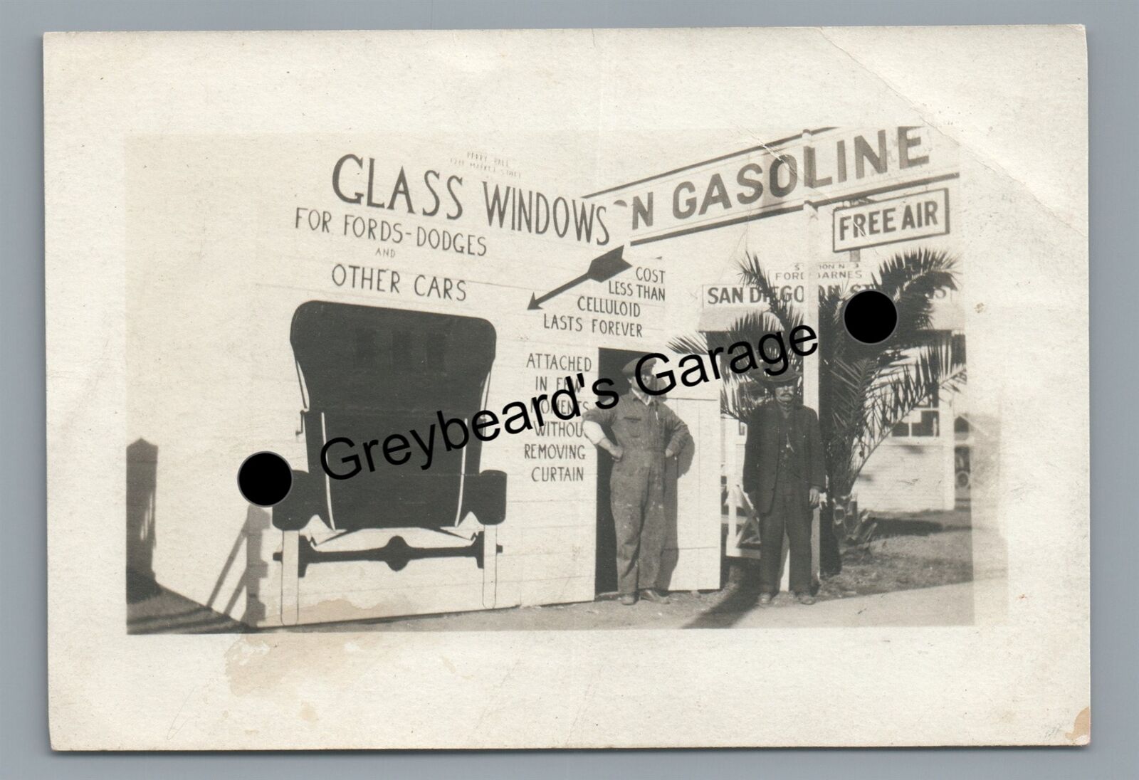 RPPC Early 1920s Gas Station 1238 Market Street SAN DIEGO CA Real Photo Postcard