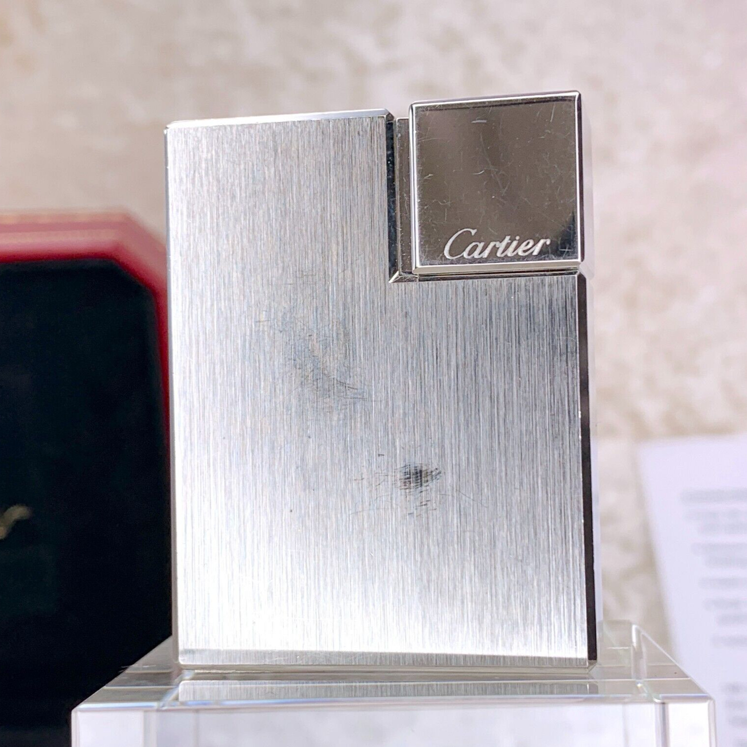 Authentic Cartier Large Lighter Brushed Silver Model with Case