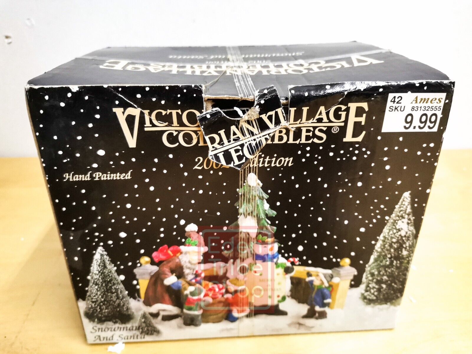 VTG Victorian Village Collectibles 2002 Hand Painted Porcelain Santa Snowman