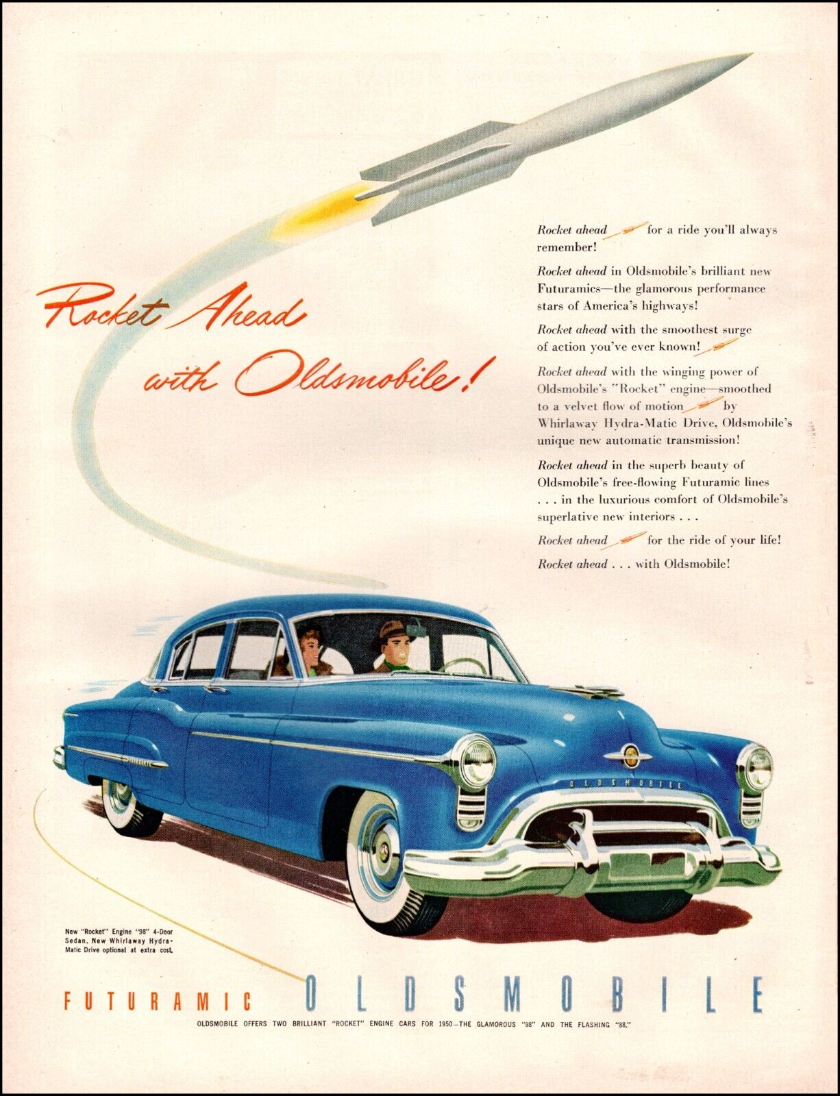 1950 Classic Car AD \'1950 OLDSMOBILE Rocket 98 4 dr Sedan  Hydramatic 101222