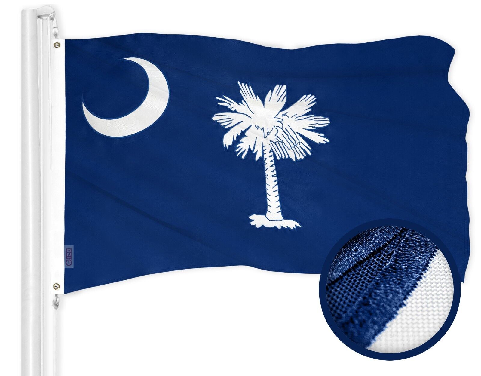 South Carolina SC State Flag 3x5FT Embroidered Polyester Palmetto State By G128
