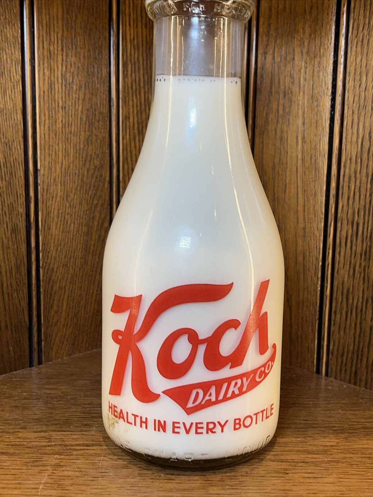 Vintage KOCH Evansville INDIANA Ind Quart Dairy Milk Bottle BABY Country Kitchen