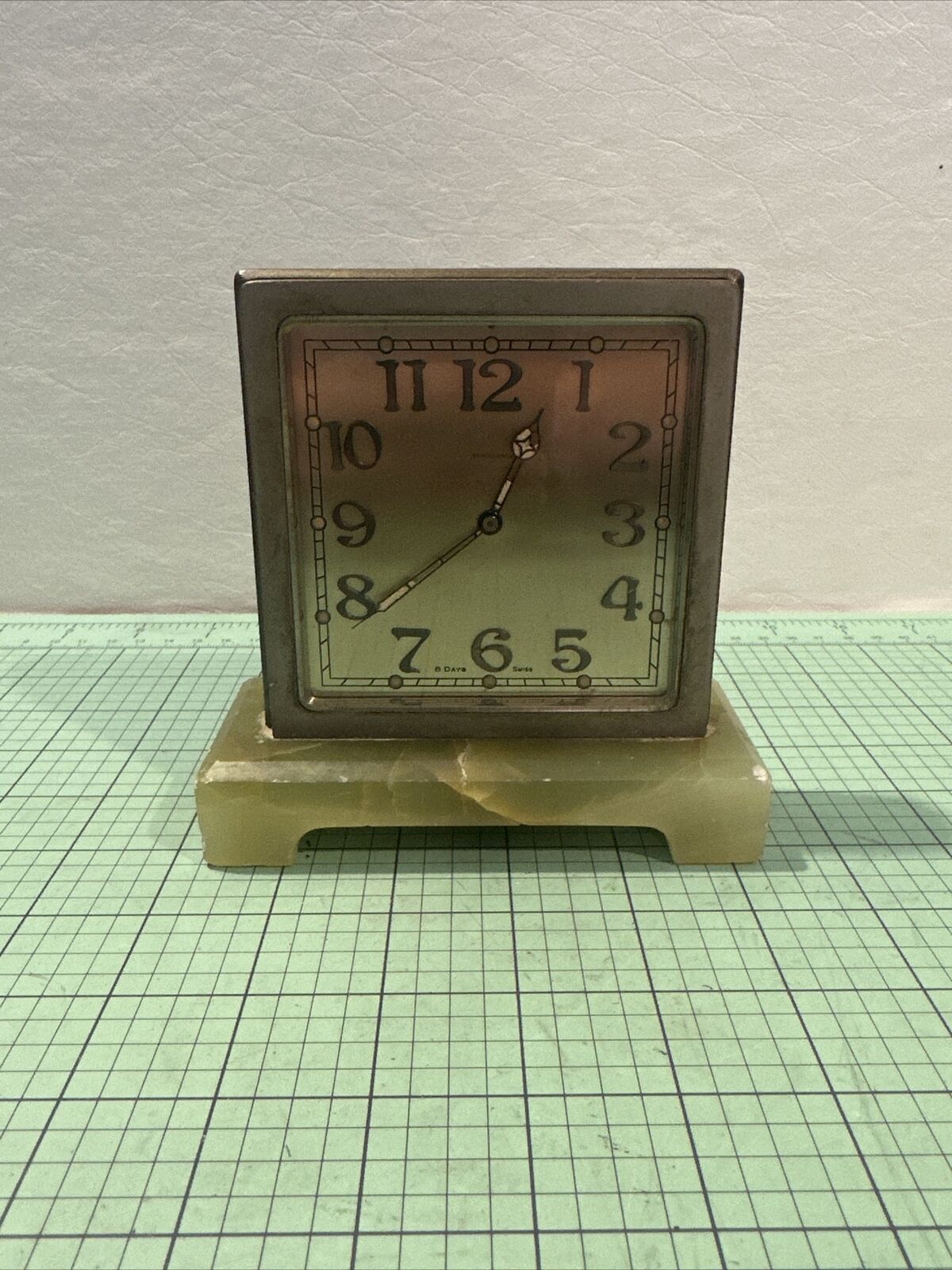 Antique Spaulding & Co. Swiss 8-day Desk Clock Bronze Marble Base WORKS BS3