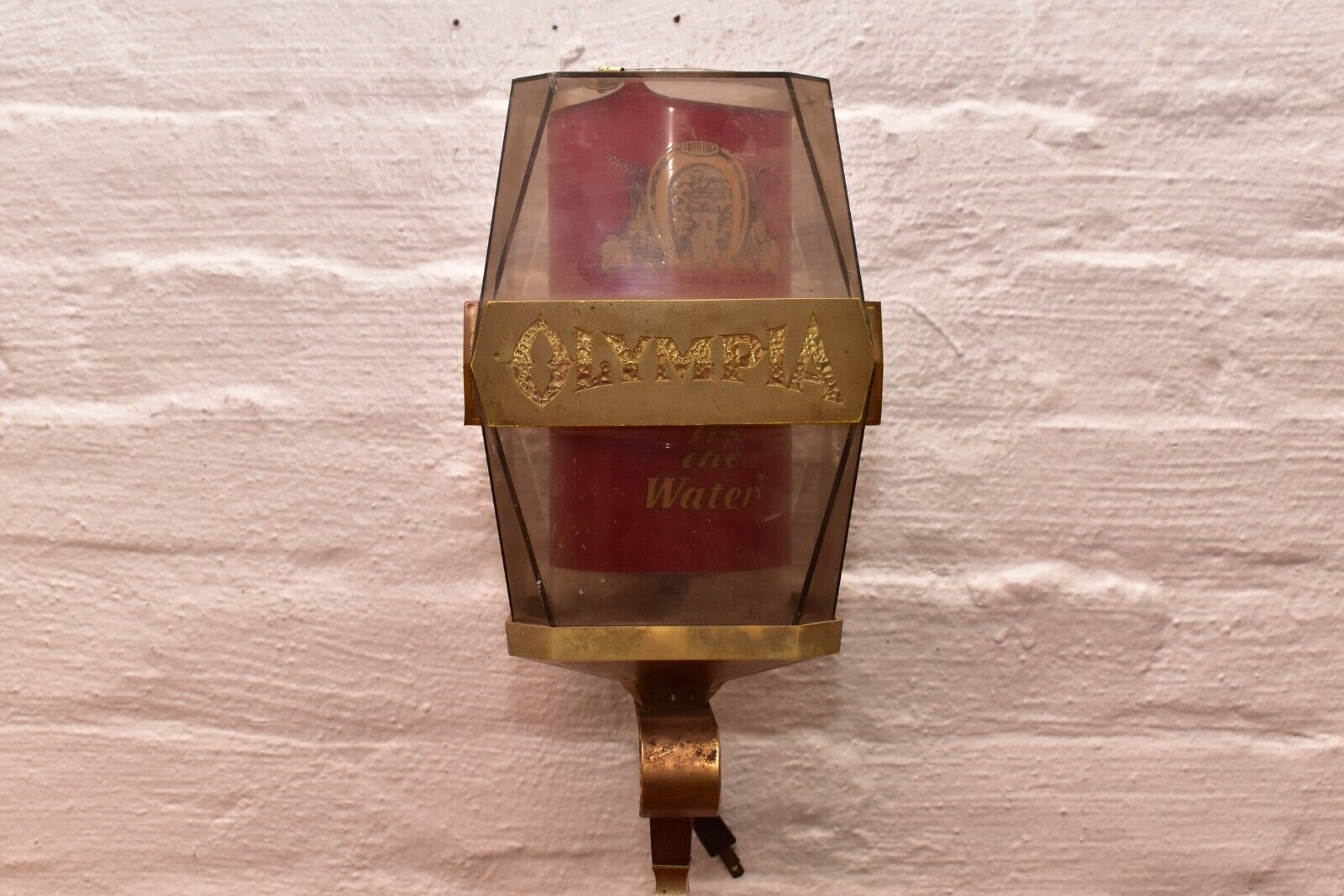Vintage 70s Olympia Beer On Tap Lighted Wall Bar Sconce Beer Sign Man Cave Light