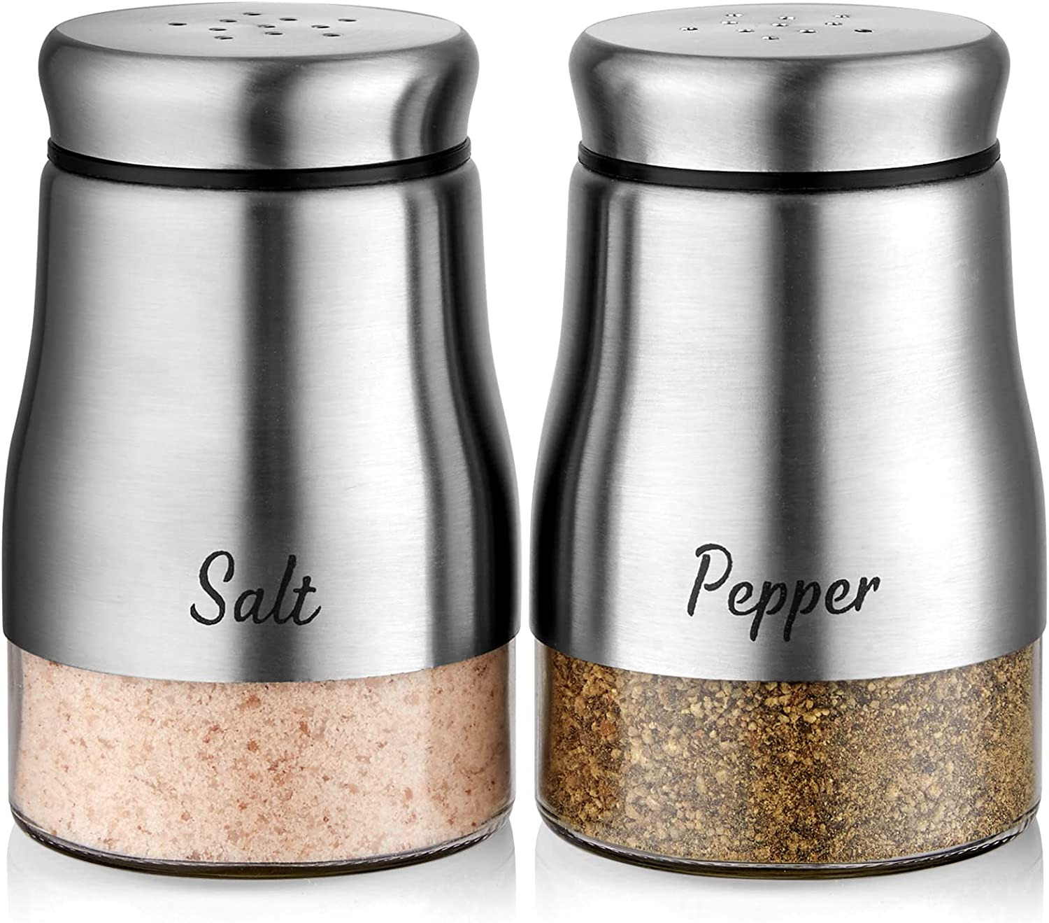 Salt and Pepper Shakers Set,  5 Ounce Stainless Steel Salt and Pepper Dispenser 