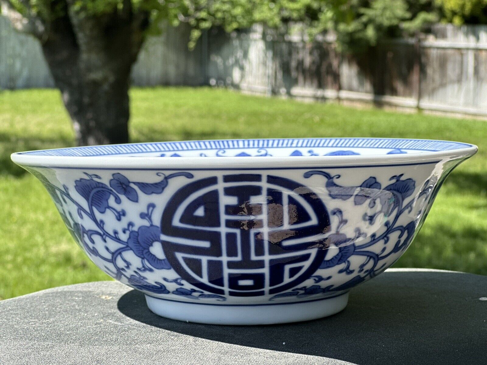 Vintage Bombay Company Large Blue & White Bowl 10”