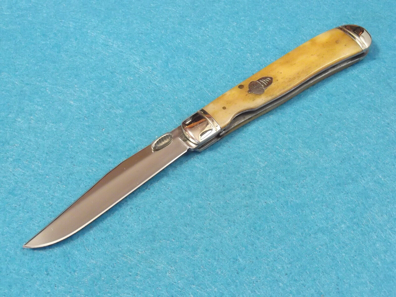 ROUGH RYDER RR1131 Trapper Linerlock Tobacco smooth bone knife 4 1/8\