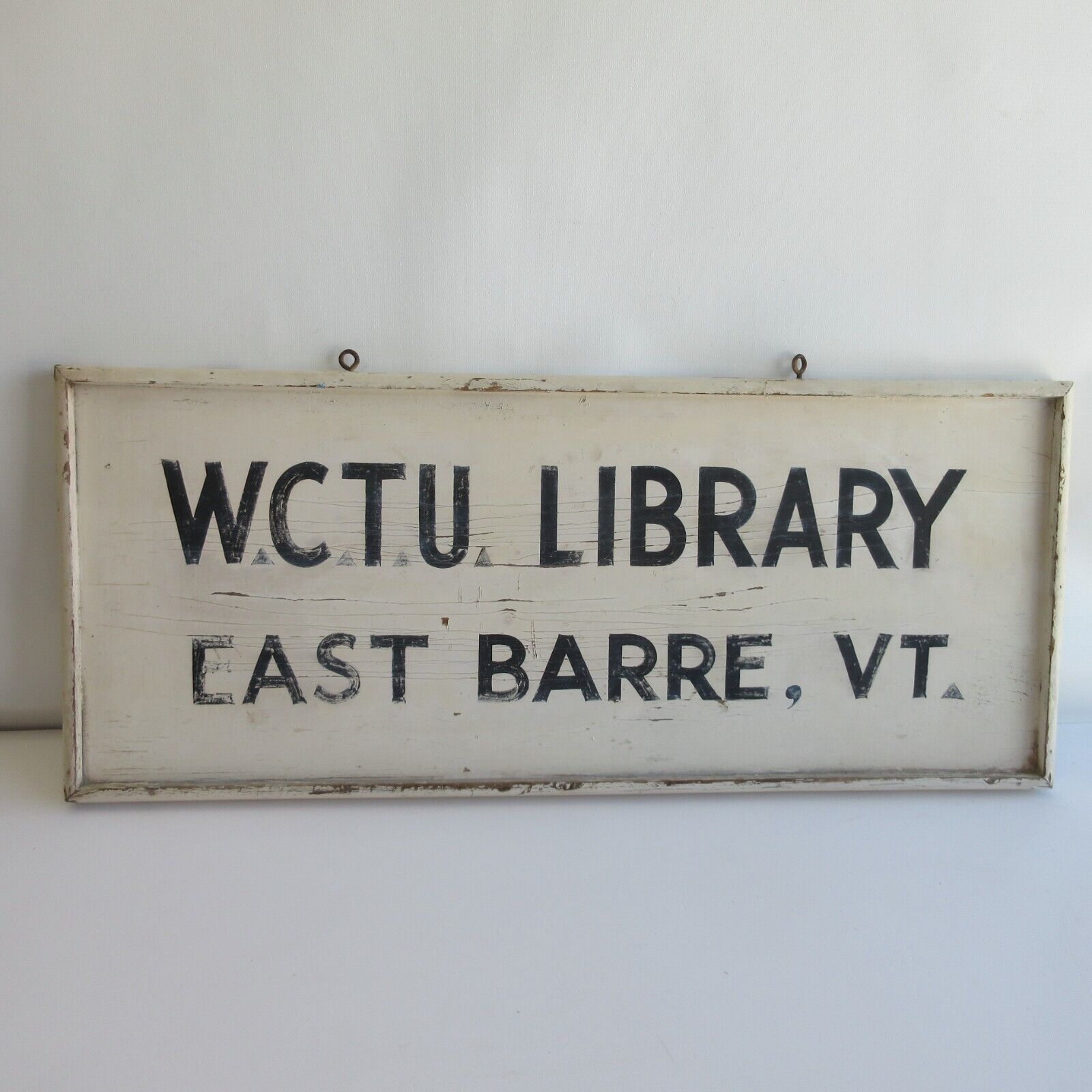 Antique VTG Wooden East E Barre Vermont VT Estate Sign - Library