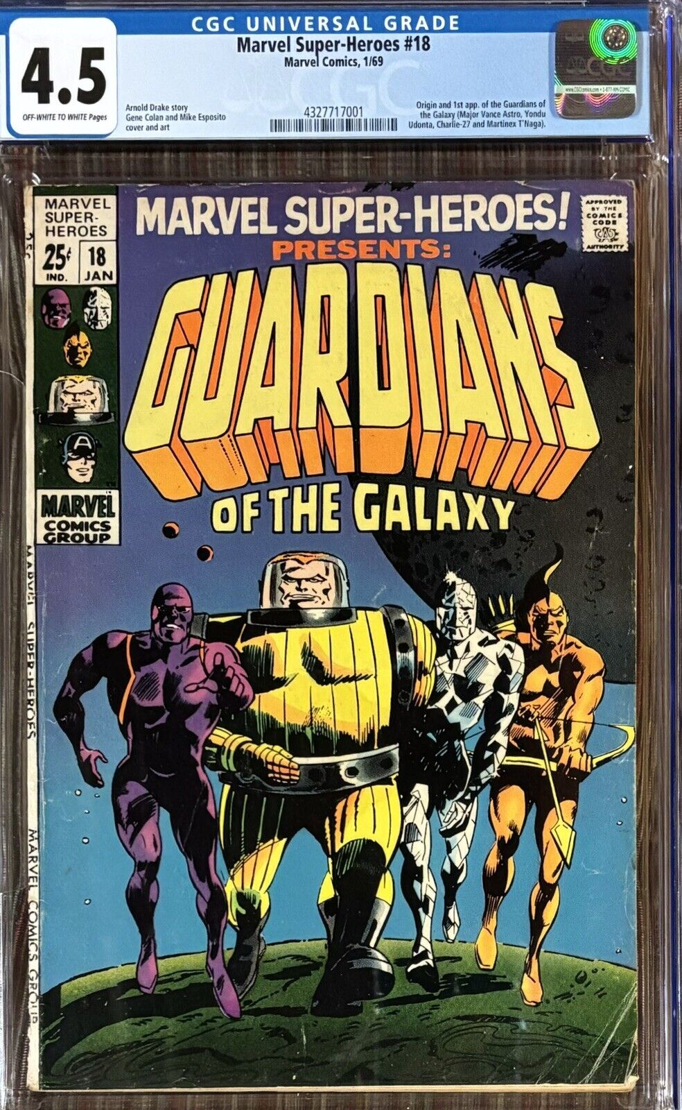 Marvel Super Heroes #18 CGC 4.5 1969 1st app. and origin Guardians of the Galaxy