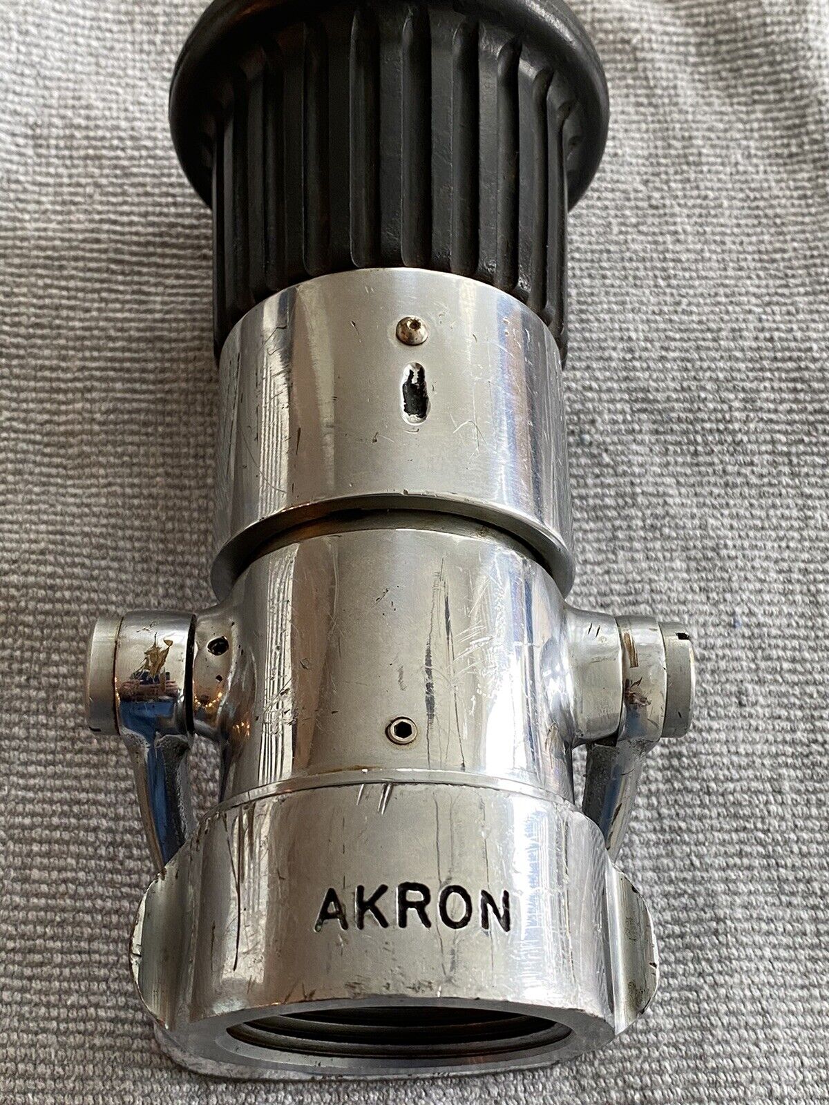 Vintage Akron 2” PDQ Fire Hose Nozzle Chrome Over Brass