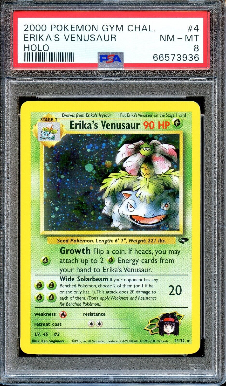PSA 8 Erika's Venusaur 4/132 Gym Challenge Unlimited Pokemon Card NEAR MINT Holo
