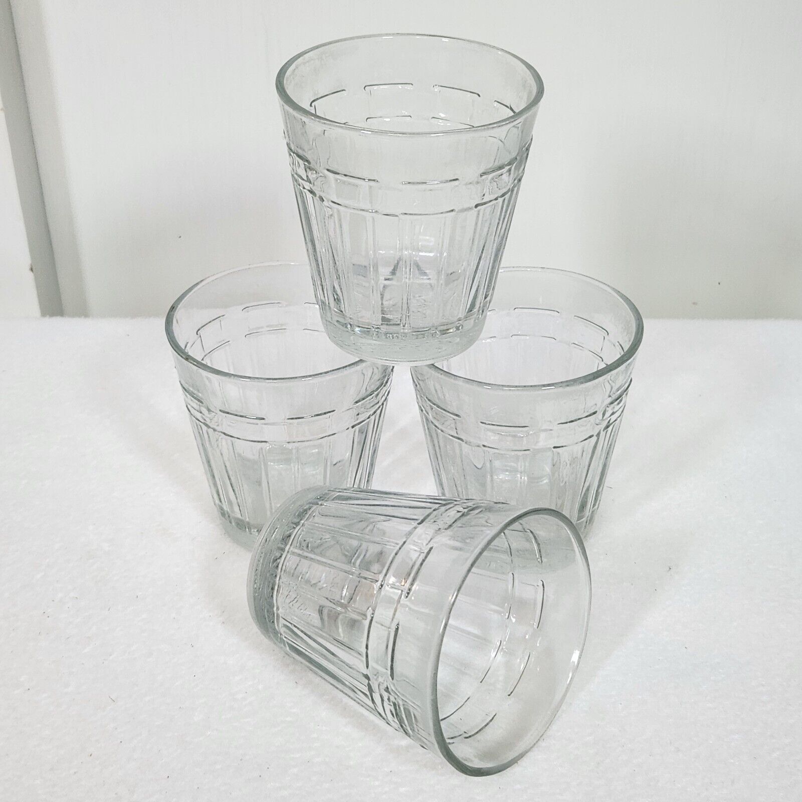 Longaberger 12 oz Glass Woven Traditions Tumblers~Set of 4 USA CLOUDY AS SHOWN