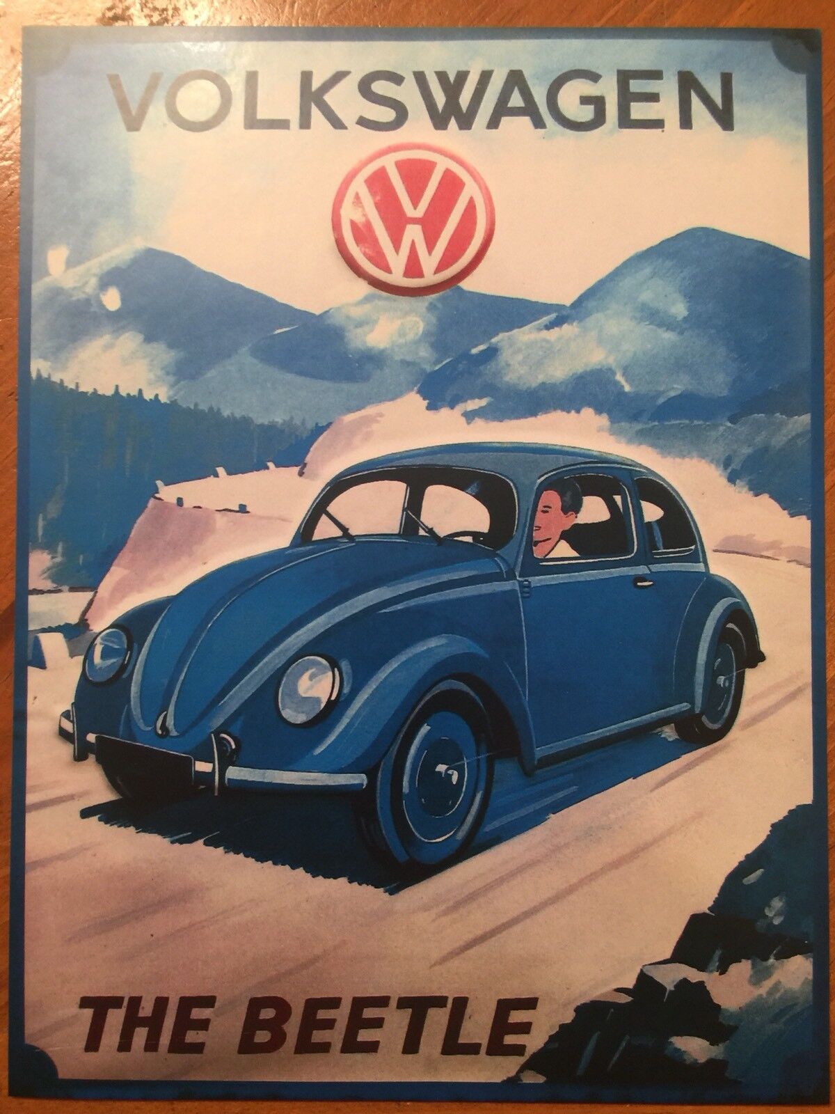 Tin Sign Vintage Volkswagen The Beetle VW
