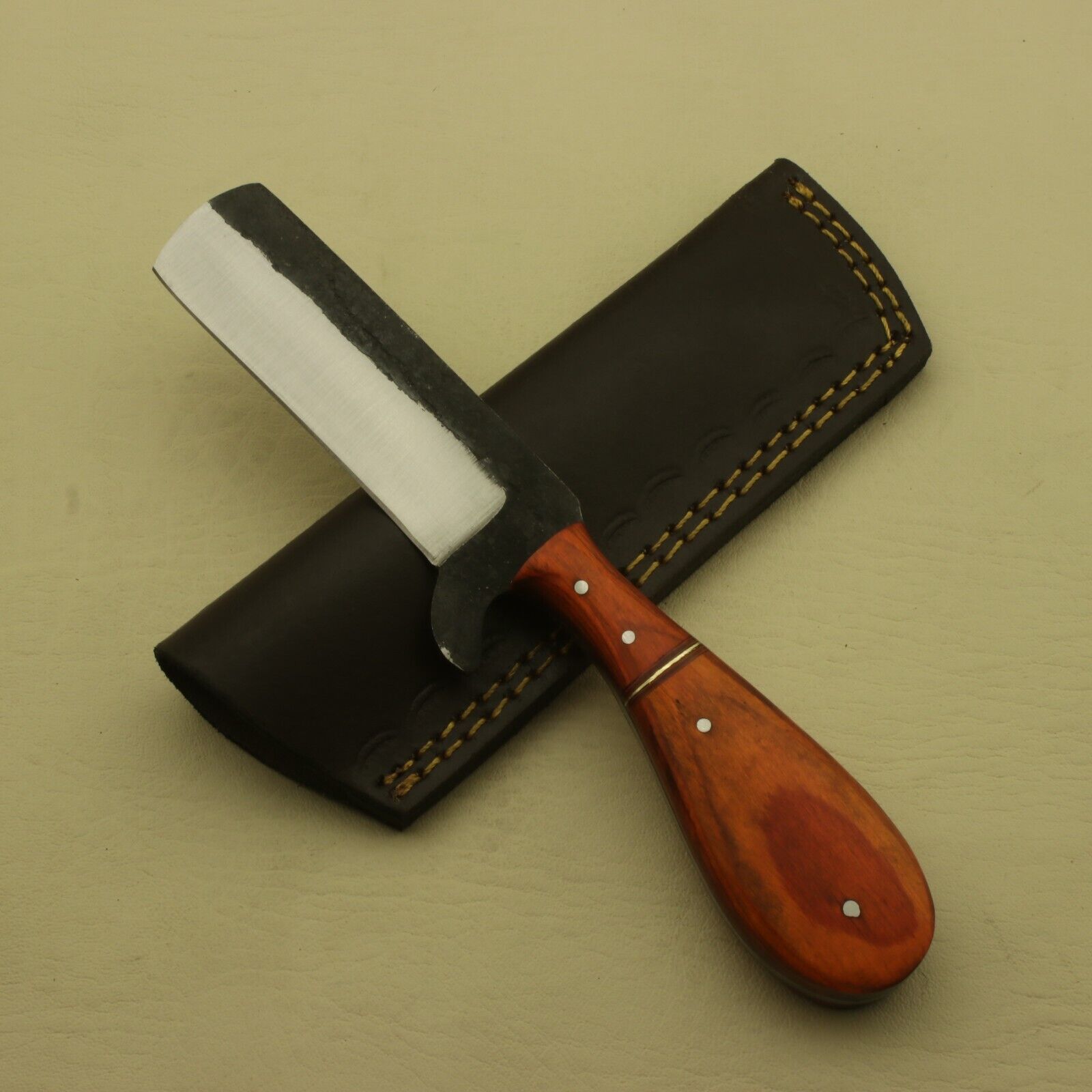 Custom Handmade High Carbon Steel Rosewood Handle Fixed Blade Knife with Sheath