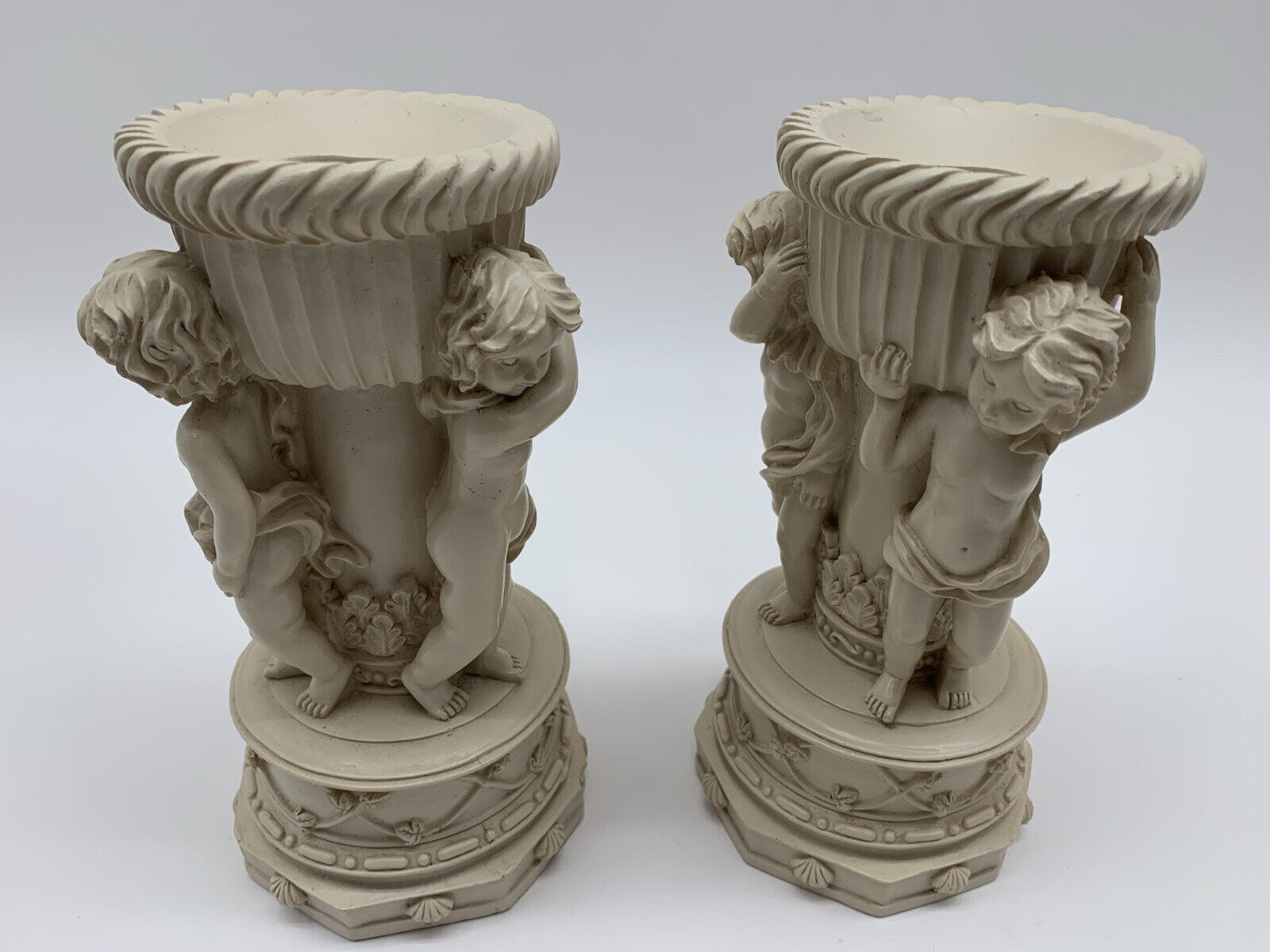 A Pair of Continental Style Molded Composition Candlesticks/Holder (rare)
