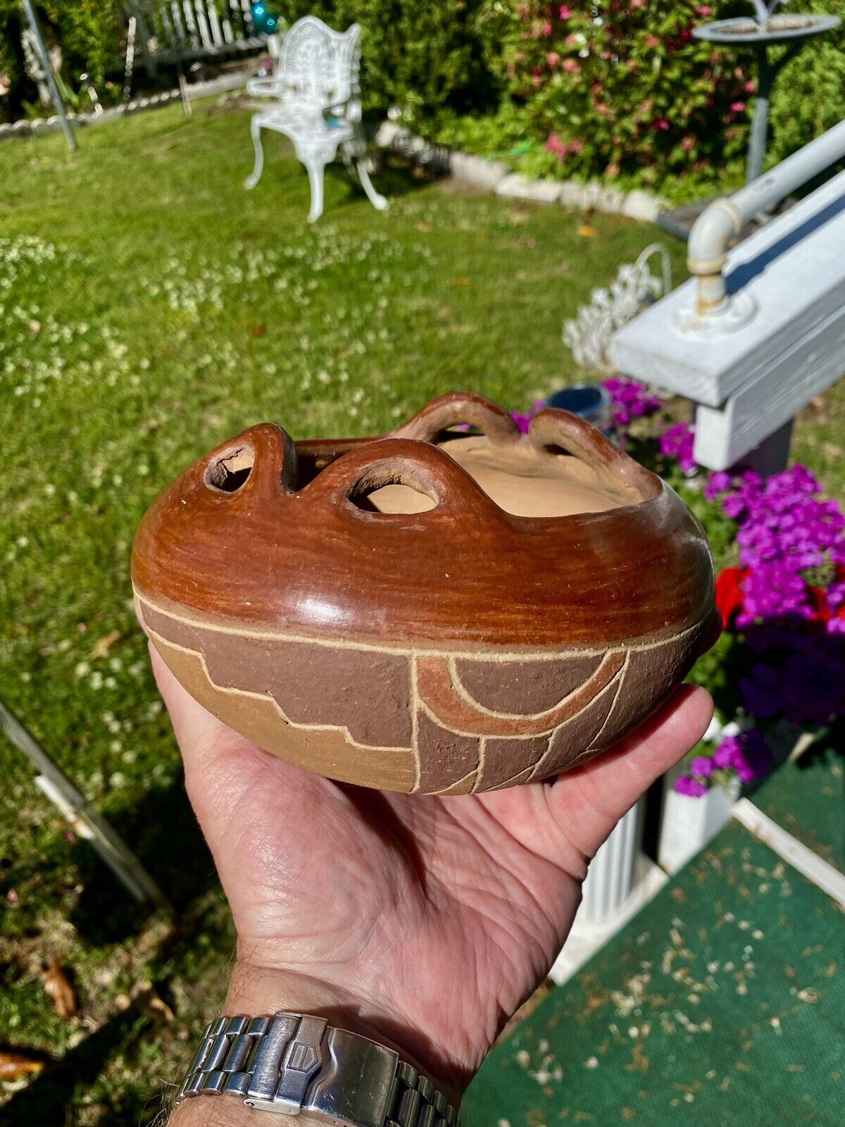 Very Fine Rare Unique San Juan Pueblo Pottery Bowl - Hard To Find