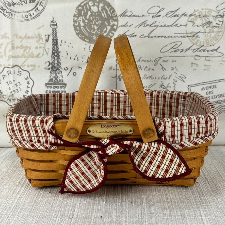 Longaberger 2000 Woven Memories Basket with Homestead Liner + Plastic Protector