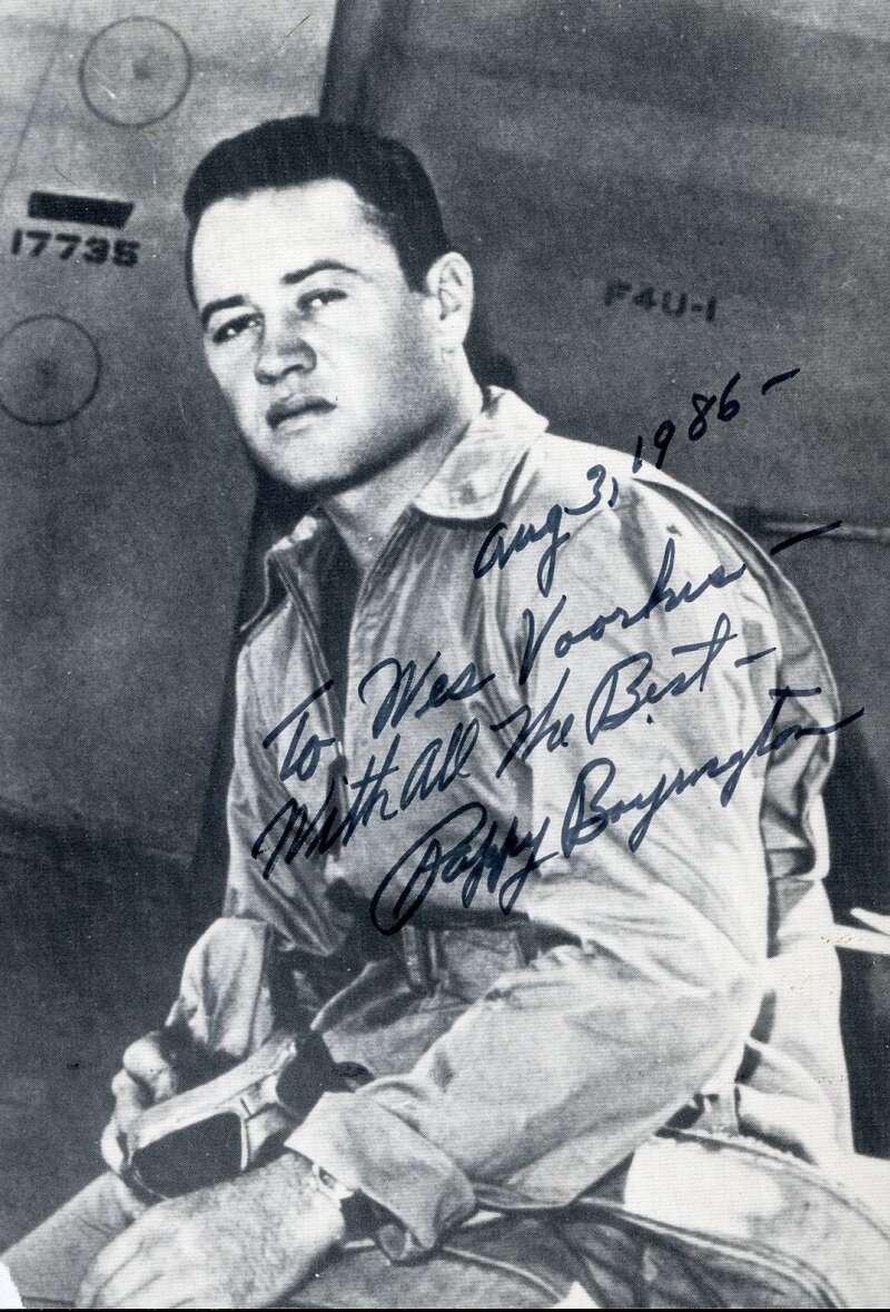 Pappy Boyington PSA DNA Signed 5x7 Photograph Autographed