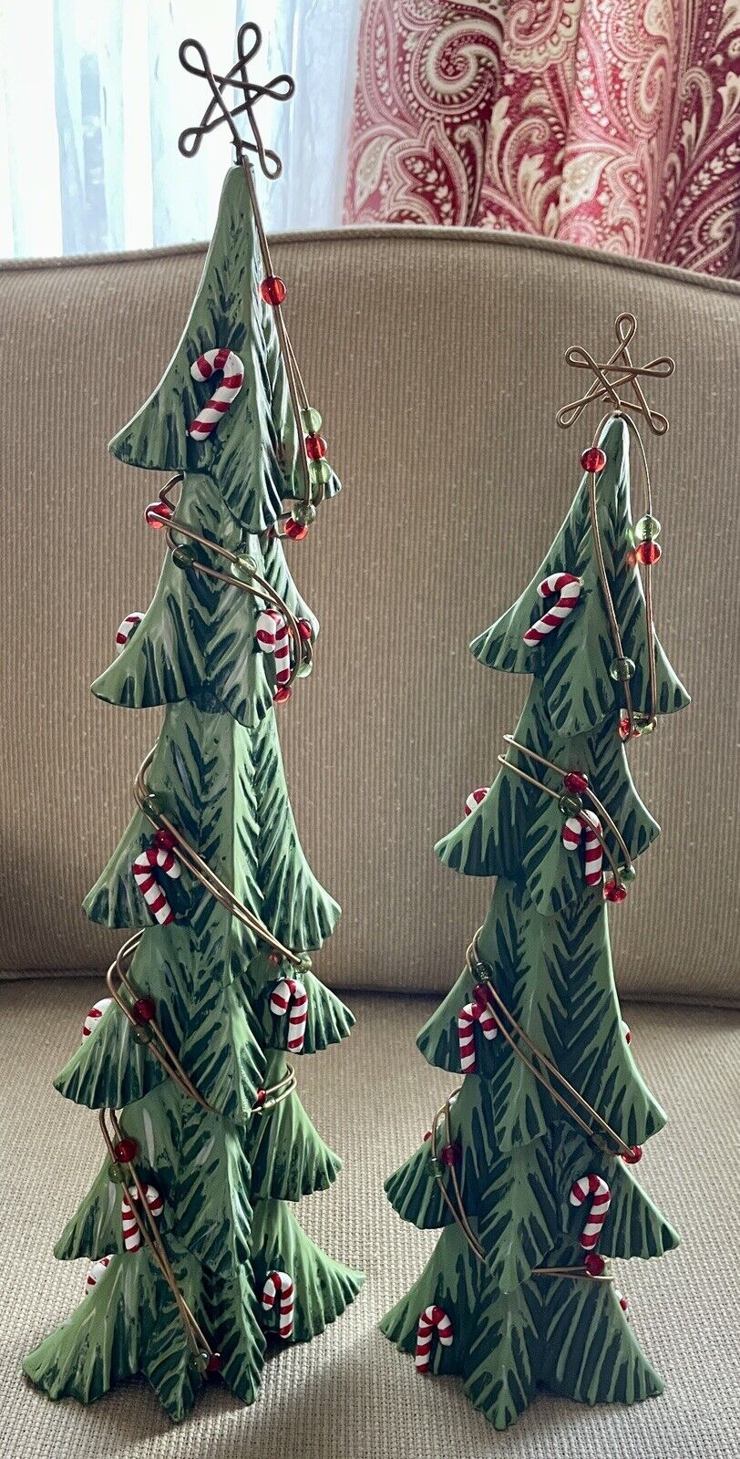 (2) Fitz and Floyd Christmas Trees From Adventures w/Santa Collection 2014