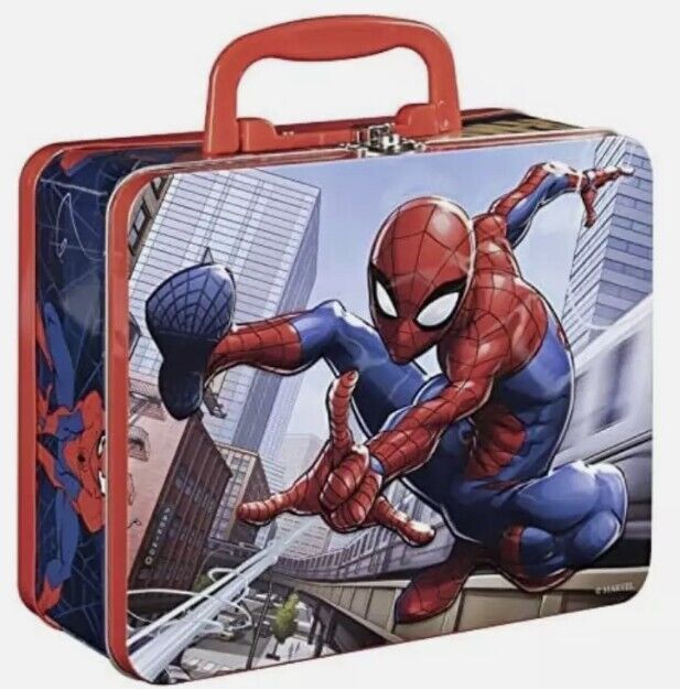 Marvel Spiderman Metal Tin Lunch Box 15”X12.5” 48 Piece Puzzle Spin Master