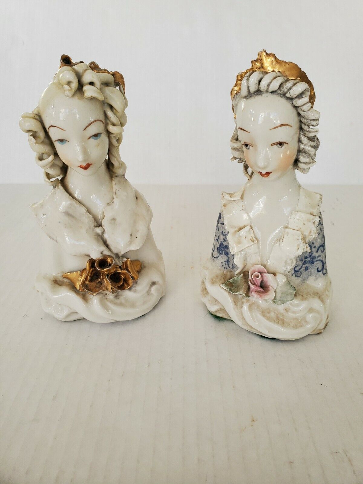 Vintage 1940s CORDEY China Porcelain Figurine Lady Excellent Condition Set of 2