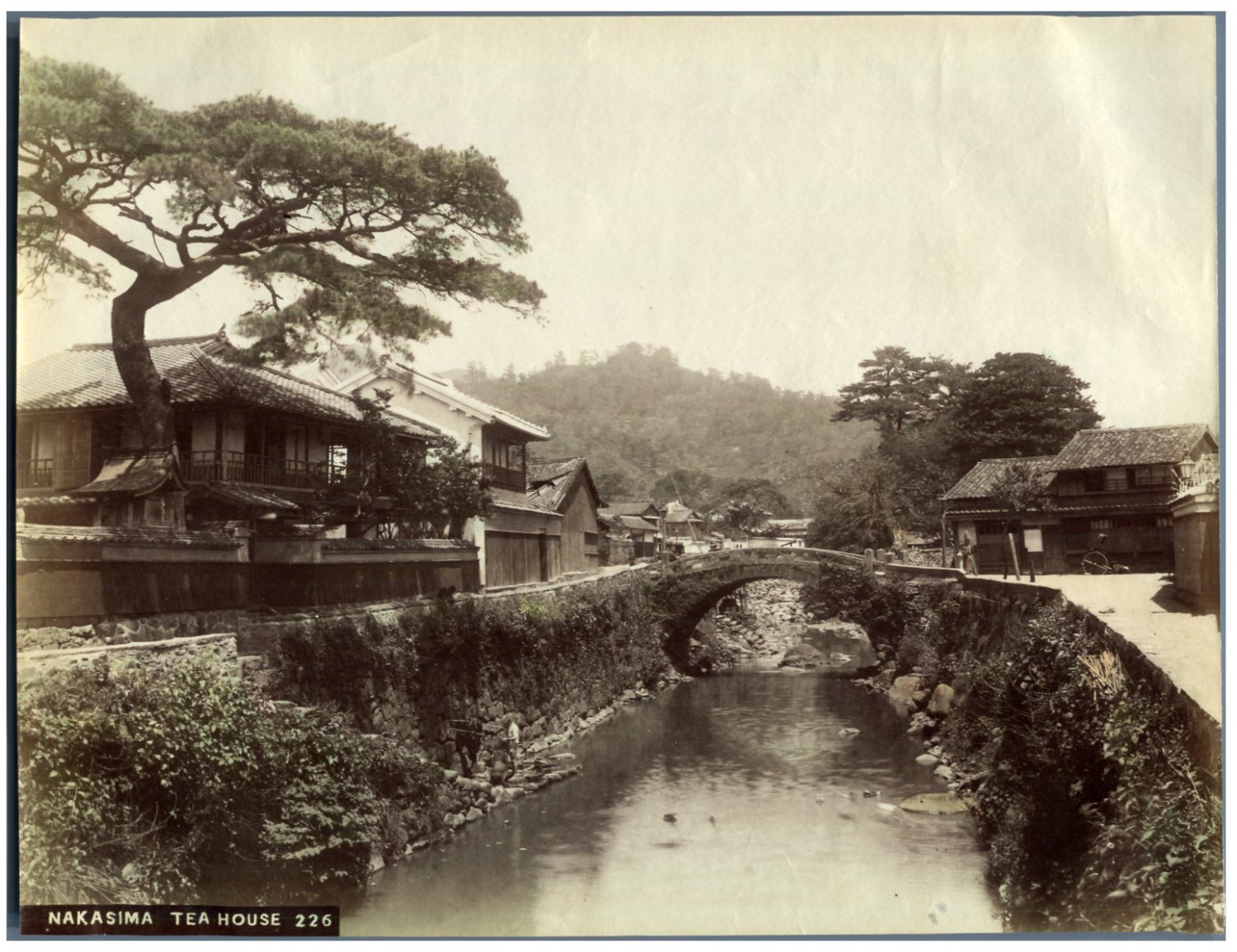 Japan, Nakasima Tea House Vintage Albumen Print. Watercolor Albumin Print  