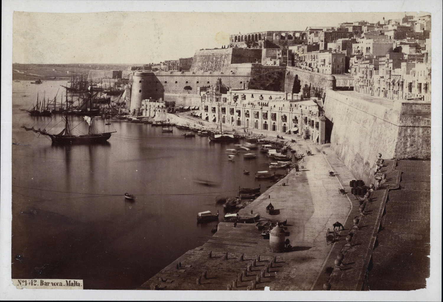 Giorgio Sommer, Malta, Baracca Vintage Albumen Print 17.5x2